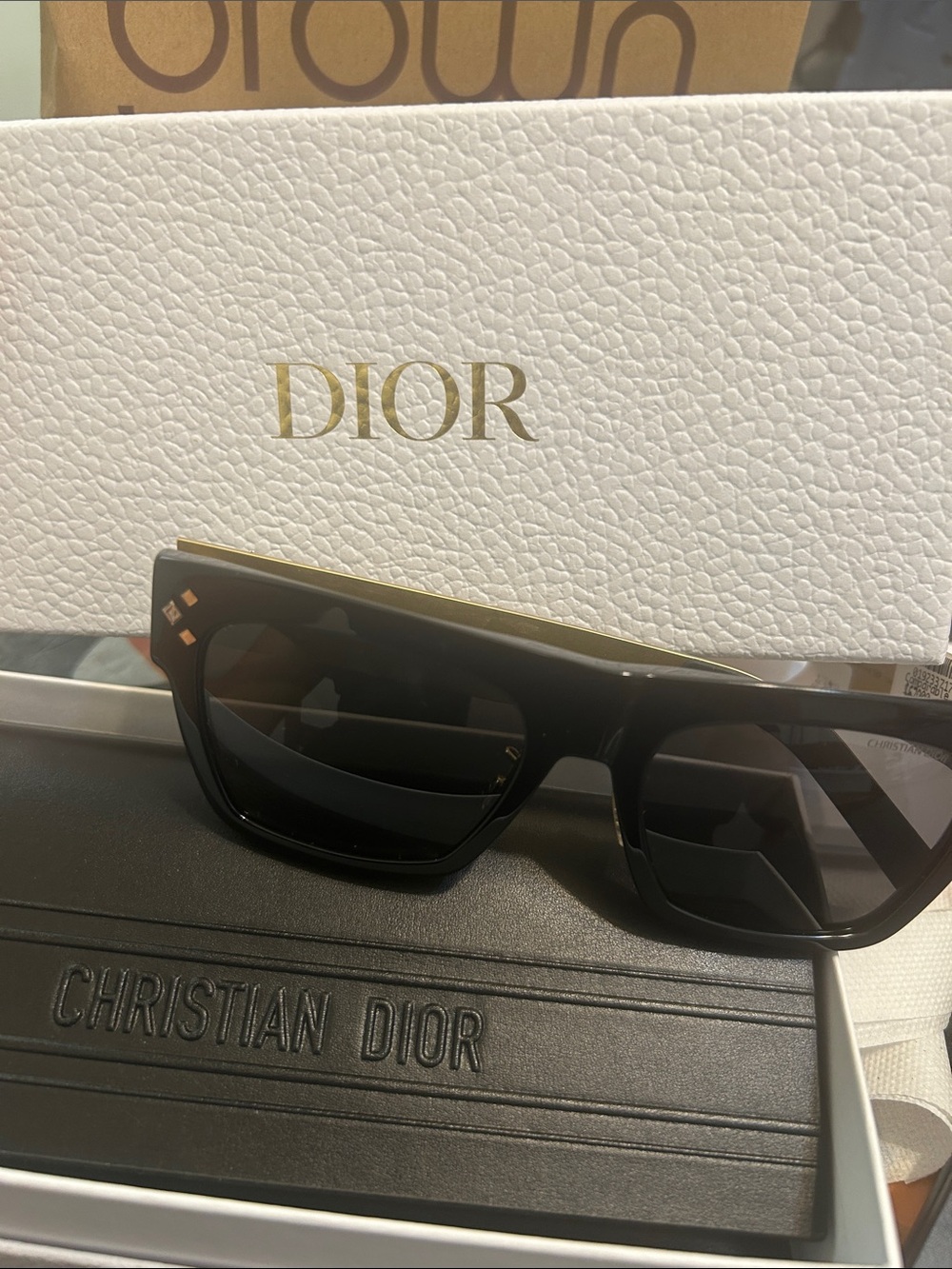 Dior Black and Gold Men's Shield Sunglasses